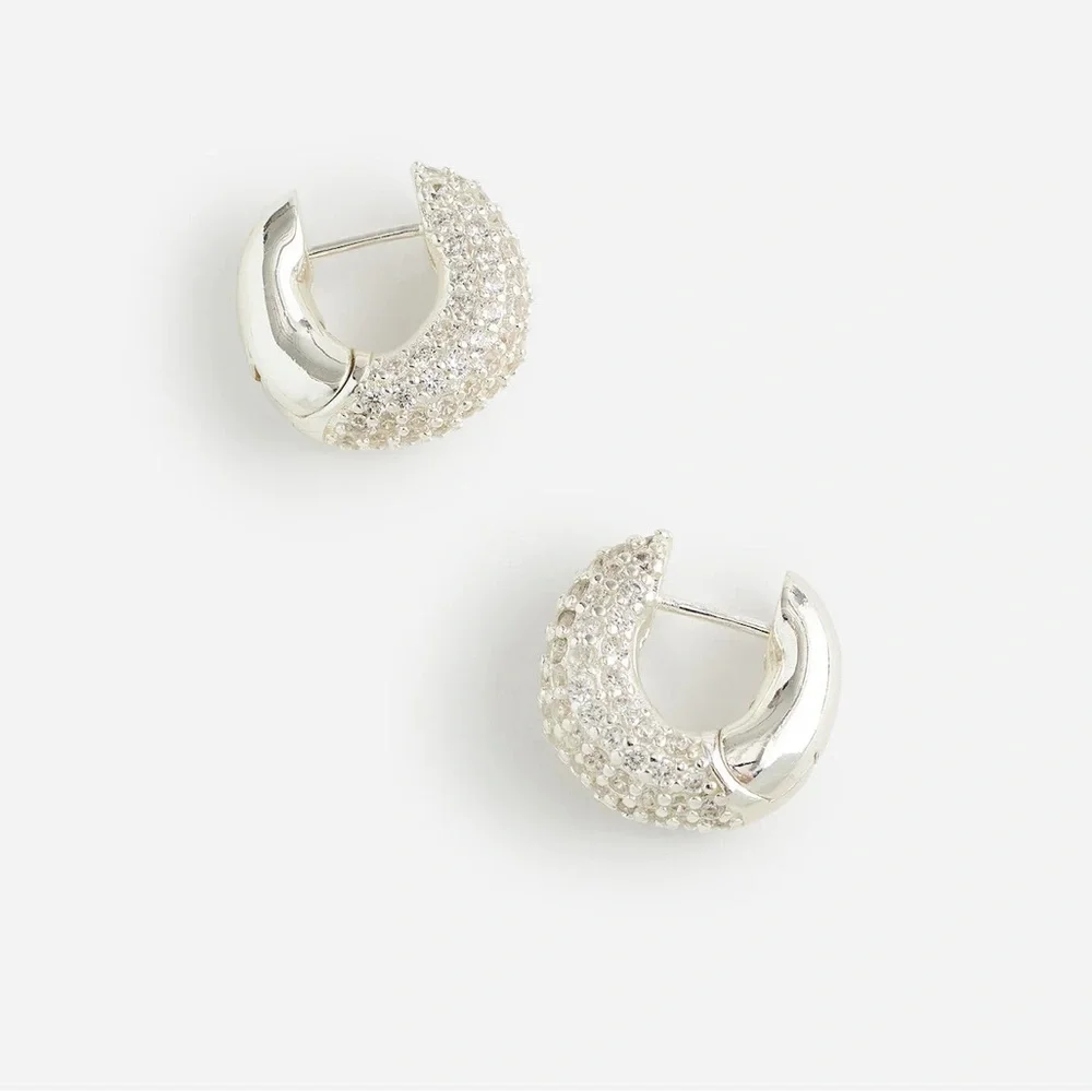 NWT Madewell Pavé Small Hoop Earrings Silver